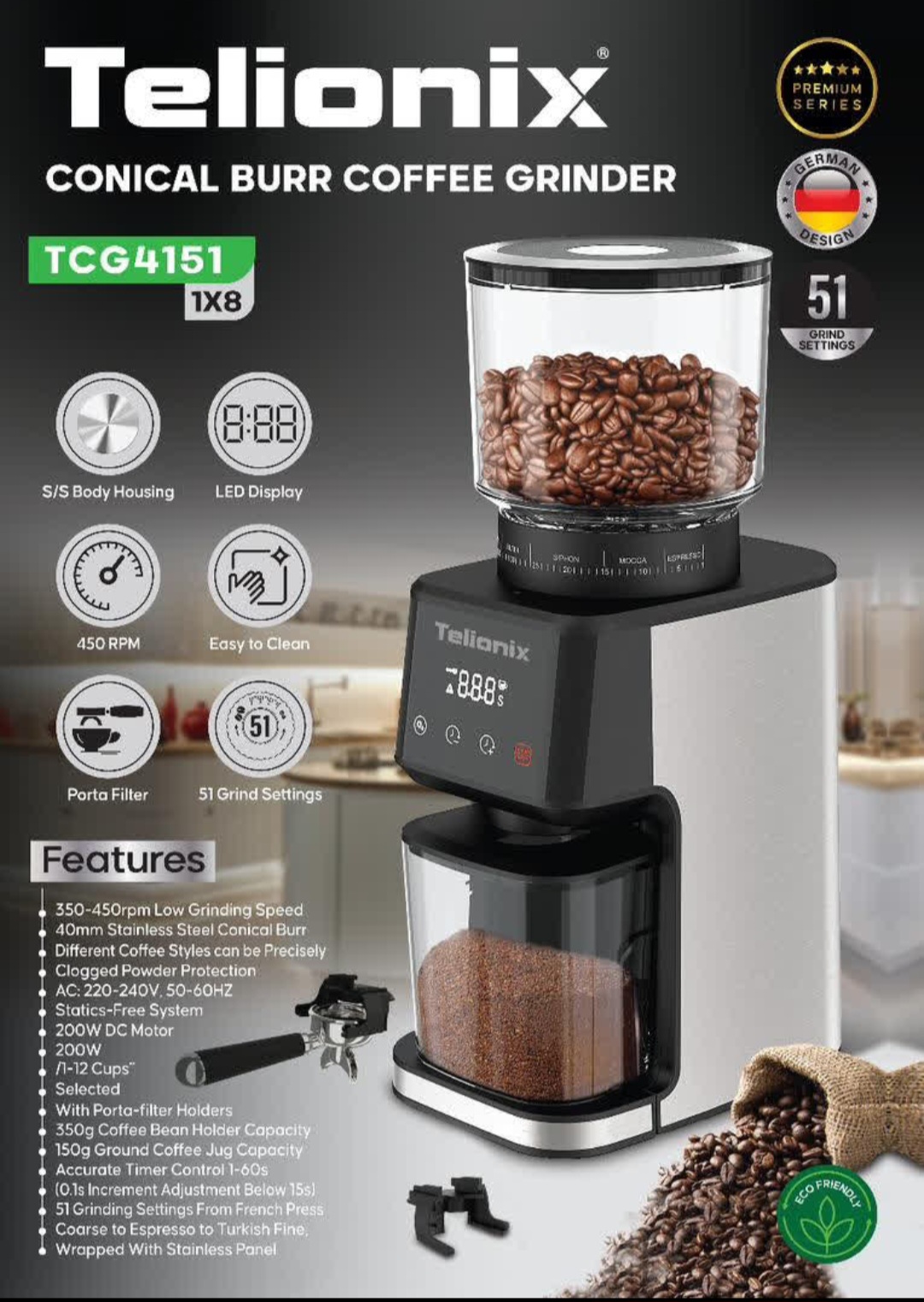 آسیاب قهوه 4151 Telionix