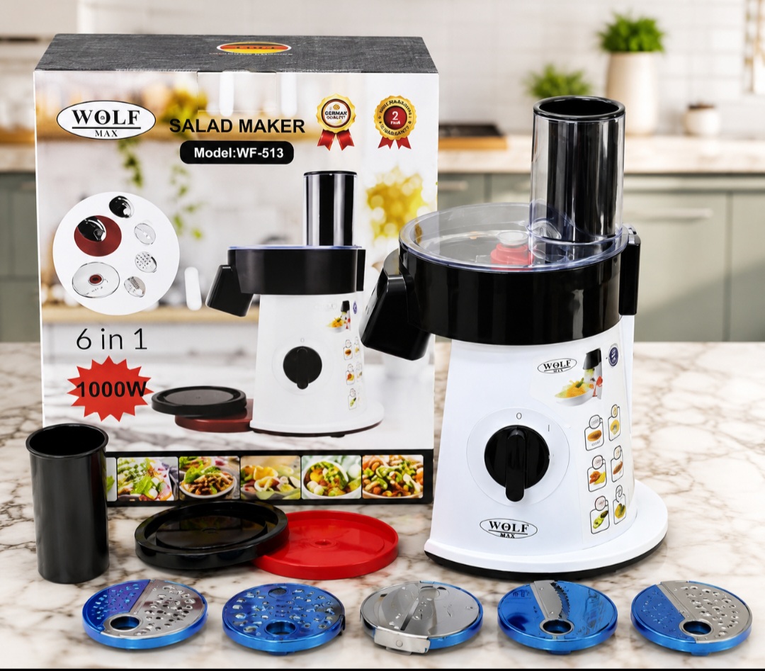سالادساز و رنده برقی ۶ کاره ولف مکس WOLF MAX مدل WF-513 | موتور 1000 وات